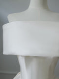Simple A Line Off The Shoulder White Satin Bridal Dress Wedding dress With Ruffles HZ1024