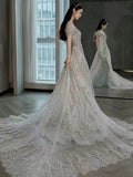 Timeless Mermaid Off The Shoulder White Tulle Sequin Long Wedding Dresses HZ1024