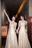 Classy Elegant A Line Satin Long Bridesmaid Dress HZ1024