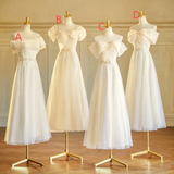 Light Champagne A Line Tulle Long Bridesmaid Dress HZ1024