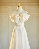 Light Champagne A Line Tulle Long Bridesmaid Dress HZ1024