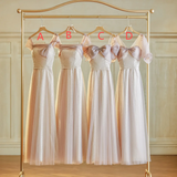 Max And Match A Line Satin Tulle Long Bridesmaid Dress HZ1024