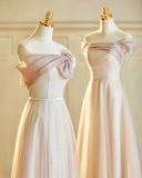 Max And Match A Line Satin Tulle Long Bridesmaid Dress HZ1024