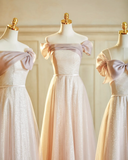 Max And Match A Line Satin Tulle Long Bridesmaid Dress HZ1024