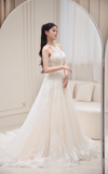 Princess A Line Halter Tulle Lace Long Wedding Dresses HZ1024