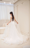 Princess A Line Halter Tulle Lace Long Wedding Dresses HZ1024