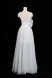 Vintage A Line Spaghetti Straps White Tulle Lace Long Wedding Dresses HZ1024