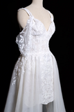 Vintage A Line Spaghetti Straps White Tulle Lace Long Wedding Dresses HZ1024