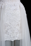 Vintage A Line Spaghetti Straps White Tulle Lace Long Wedding Dresses HZ1024