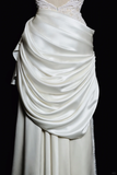 Vintage Mermaid Halter Satin Lace Pleated Long Wedding Dresses HZ1024