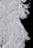 Gorgeous Mermaid V Neck White Tulle Lace Long Wedding Dresses HZ1024