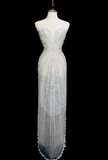 Dreamy Mermaid Strapless Tulle Beaded Long Wedding Dresses HZ1024