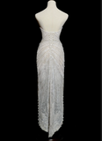 Dreamy Mermaid Strapless Tulle Beaded Long Wedding Dresses HZ1024