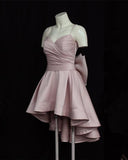 High Low Spaghetti Straps Short Pink Homecoming Dress Cocktail Dress HZ1024