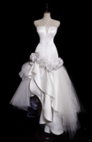 Unique Mermaid Halter Satin Tulle Flower Applique Long Wedding Dresses HZ1024