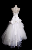 Unique Mermaid Halter Satin Tulle Flower Applique Long Wedding Dresses HZ1024