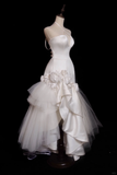 Unique Mermaid Halter Satin Tulle Flower Applique Long Wedding Dresses HZ1024