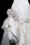 Unique Mermaid Halter Satin Tulle Flower Applique Long Wedding Dresses HZ1024