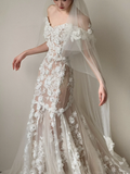 Elegant Mermaid Off The Shoulder Tulle Applique With Veil Long Wedding Dresses HZ1024