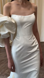 Simple Mermaid Off The Shoulder Satin Long Wedding Dresses HZ1024