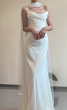 Elegant Mermaid Strapless Satin Pleated Long Wedding Dresses HZ1024