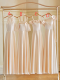 Calssy Champagne A Line Satin Long Bridesmaid Dress HZ1024