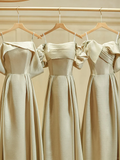 Elegant Simple A Line Satin Long Bridesmaid Dress HZ1024