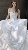 Vintage Ball Gown Strapless Satin Long Wedding Dresses HZ1024
