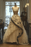 Gorgeous Ball Gown Square Tulle Lace Beaded Long Wedding Dresses HZ1024