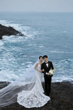 Unique Mermaid Spaghetti Strpas White Tulle Applique With Veil Long Wedding Dresses HZ1024