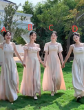 Elegant A Line Satin Long Bridesmaid Dress HZ1024