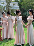 Elegant A Line Satin Long Bridesmaid Dress HZ1024