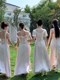 Elegant A Line Satin Long Bridesmaid Dress HZ1024