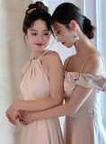 Elegant A Line Satin Long Bridesmaid Dress HZ1024