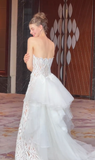 Dreamy Mermaid Strapless White Lace Tulle Long Wedding Dresses HZ1024