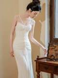 Dreamy Mermaid Spaghetti Straps Chiffon Lace Beaded Long Wedding Dresses HZ1024