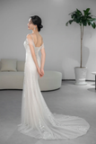 Unique Mermaid Spaghetti Straps Tulle Beaded Long Wedding Dresses HZ1024
