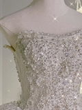 Timeless Ball Gown Strapless Tulle Lace Beaded Long Wedding Dresses HZ1024