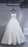 Elegant Ball Gown Spaghetti Straps Taffeta Long Wedding Dresses HZ1024