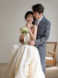 Unique Ball Gown Strapless Satin Long Wedding Dresses HZ1024