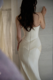 Classy Mermaid Strapless Satin Long Wedding Dresses HZ1024