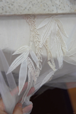 Vintage A Line Spaghetti Straps Tulle Applique Long Wedding Dresses HZ1024