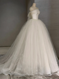 Pretty Ball Gown Strqpless Satin Tulle With Veil Long Wedding Dresses HZ1024