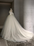 Pretty Ball Gown Strqpless Satin Tulle With Veil Long Wedding Dresses HZ1024