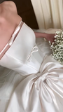 Unique Ball Gown Strqpless Satin Tulle Long Wedding Dresses HZ1024