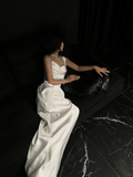Elegant Mermaid Off The Shoulder Satin Long Wedding Dresses HZ1024