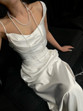 Elegant Mermaid Off The Shoulder Satin Long Wedding Dresses HZ1024