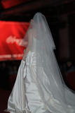 Elegant A Line Off The Shoulder Satin With Veil Long Wedding Dresses HZ1024