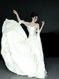 Unique A Line Strapless Satin Long Wedding Dresses HZ1024