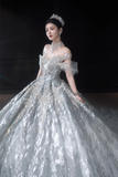 Timeless Ball Gown Off The Shoulder Tulle Sequin Long Wedding Dresses HZ1024